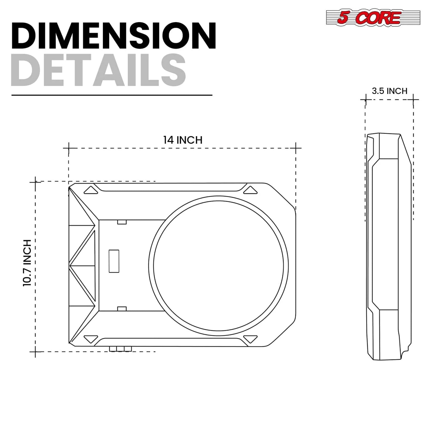 5Core 10 Inch Slim under Seat Car Audio Subwoofer 800W Built in Amplifier Sub Woofer Enclosure Box