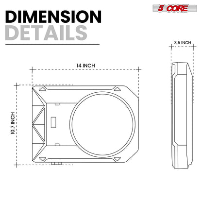 5Core 10 Inch Slim under Seat Car Audio Subwoofer 800W Built in Amplifier Sub Woofer Enclosure Box