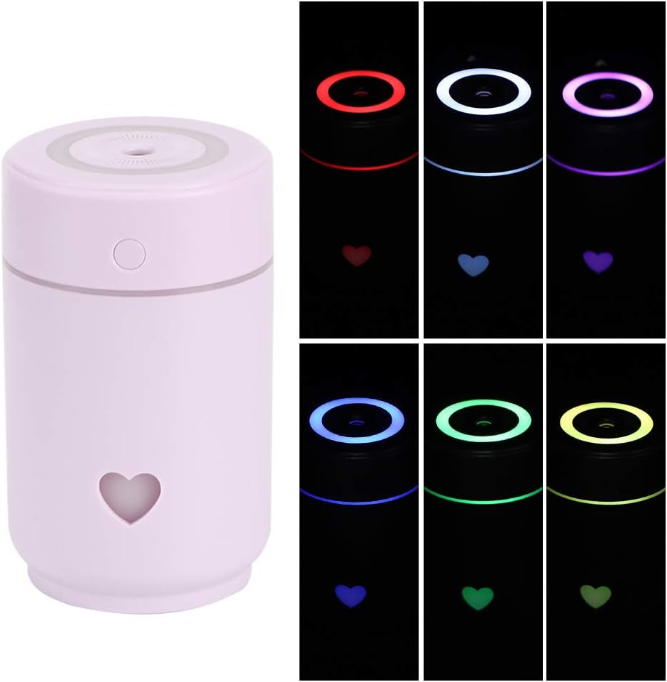 Humidifier, Air Humidifier Large Water Tank Energy Saving Two Spray Mode, Mini Lightweight Portable Cool Mist Humidifiers for Bedroom Dorm Rooms Living Rooms Office Daily Use 220Ml (Purple)