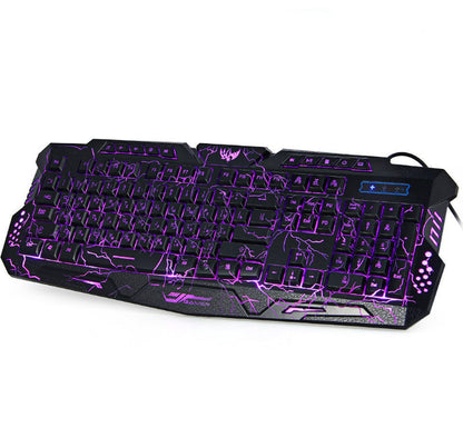 J10 Tricolor Backlight Wired Gaming Keyboard Set Colorful Luminous Gaming Mouse Keyboard Russian Keyboard