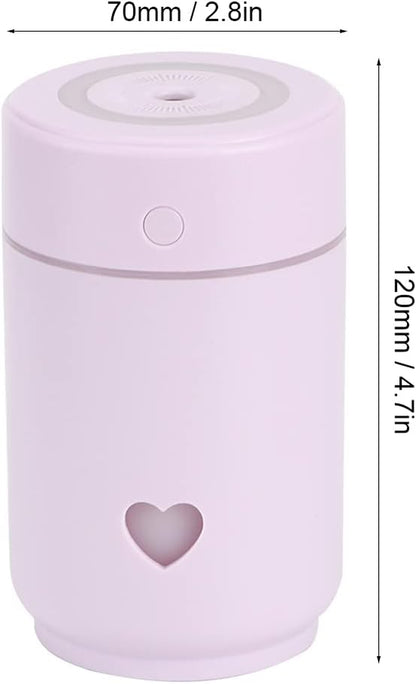 Humidifier, Air Humidifier Large Water Tank Energy Saving Two Spray Mode, Mini Lightweight Portable Cool Mist Humidifiers for Bedroom Dorm Rooms Living Rooms Office Daily Use 220Ml (Purple)