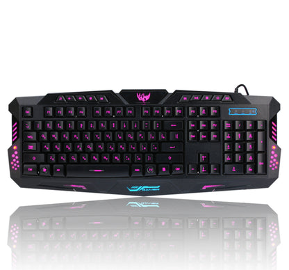 J10 Tricolor Backlight Wired Gaming Keyboard Set Colorful Luminous Gaming Mouse Keyboard Russian Keyboard