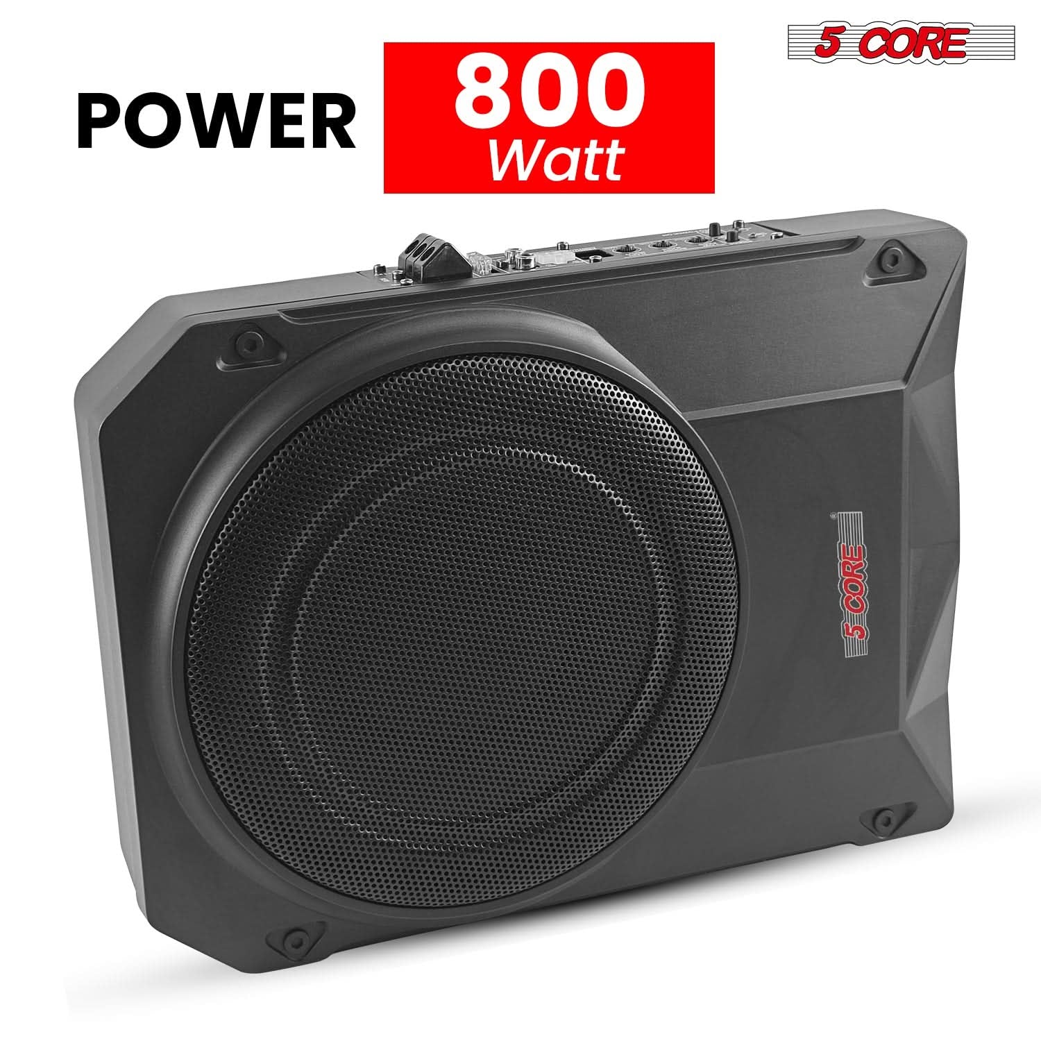 5Core 10 Inch Slim under Seat Car Audio Subwoofer 800W Built in Amplifier Sub Woofer Enclosure Box